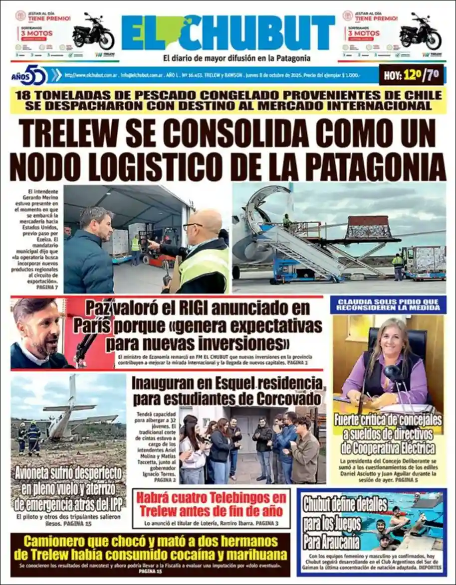 Estudios Max | AIRE DEL NORTE NQN - Tapa del diario El Chubut
