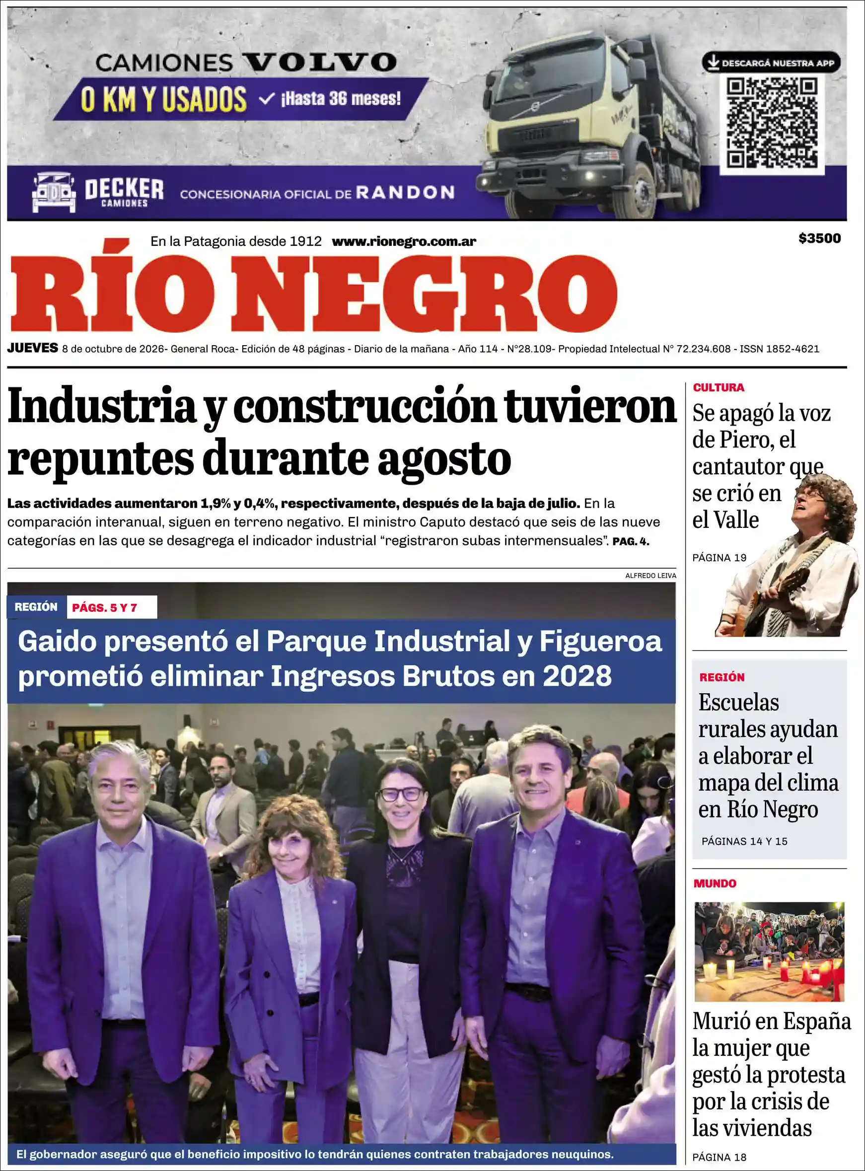 Estudios Max | AIRE DEL NORTE NQN - Tapa del diario Rio Negro