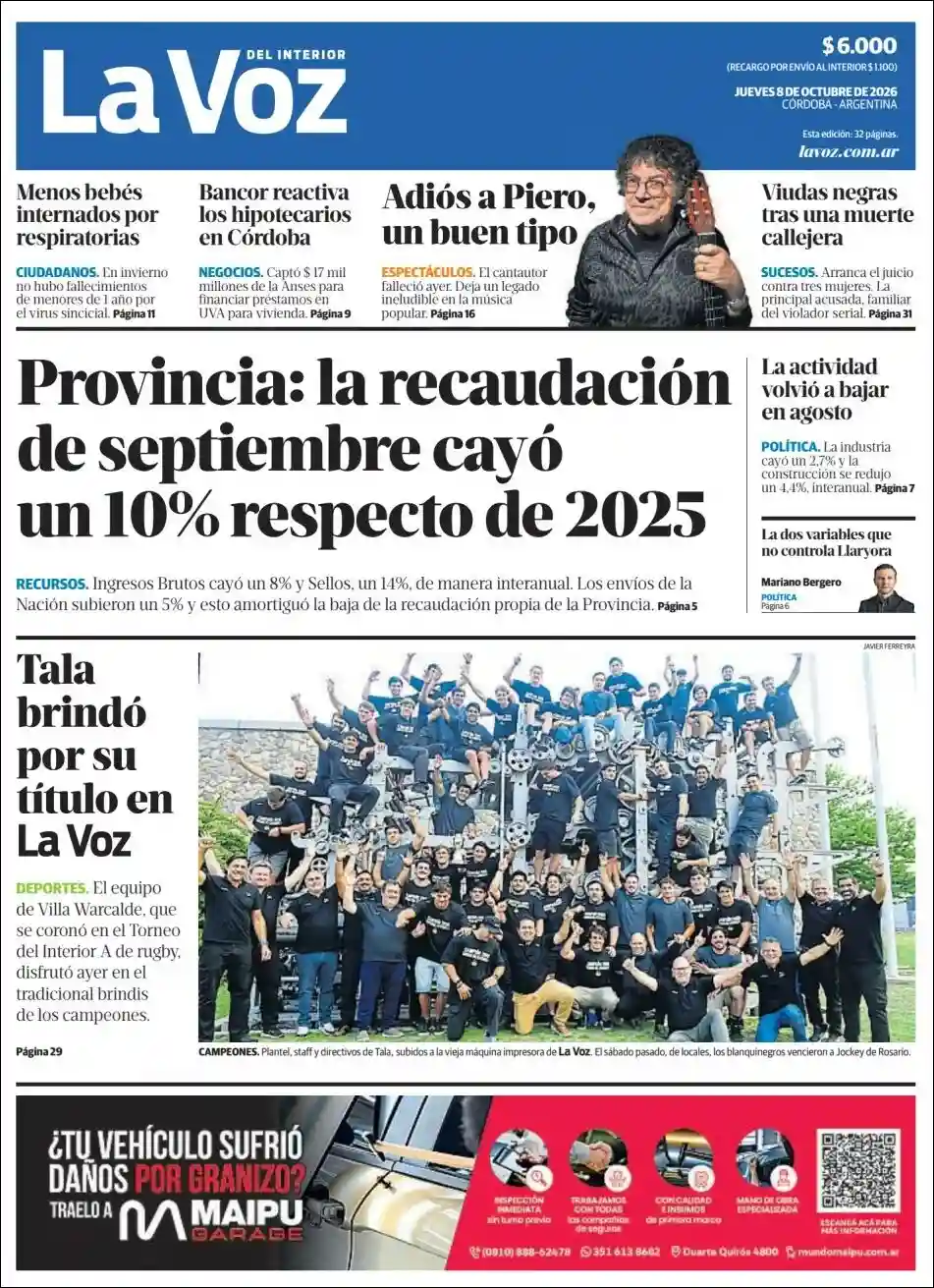 Estudios Max | AIRE DEL NORTE NQN - Tapa del diario La Voz