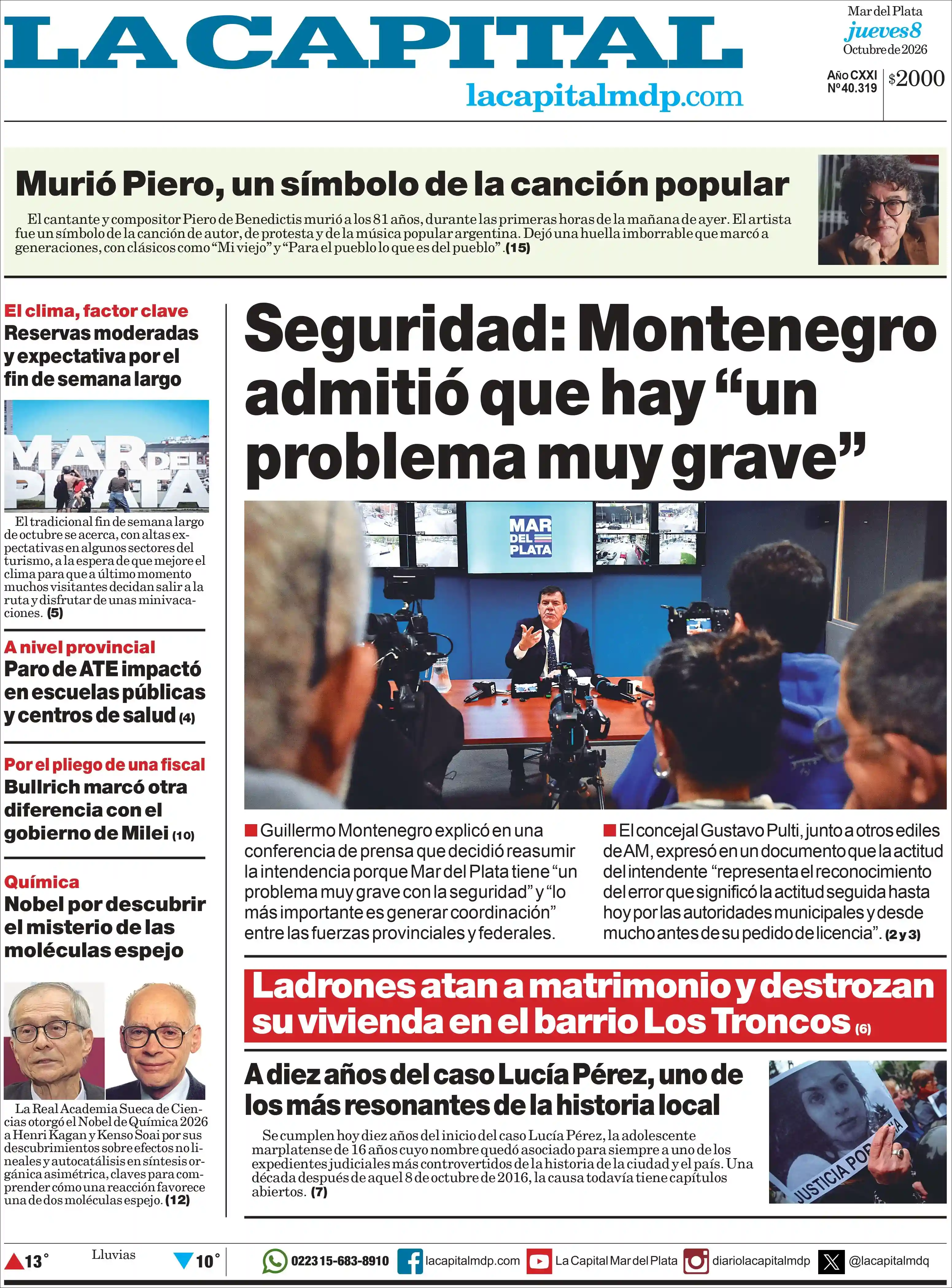 Estudios Max | AIRE DEL NORTE NQN - Tapa del diario La Capital